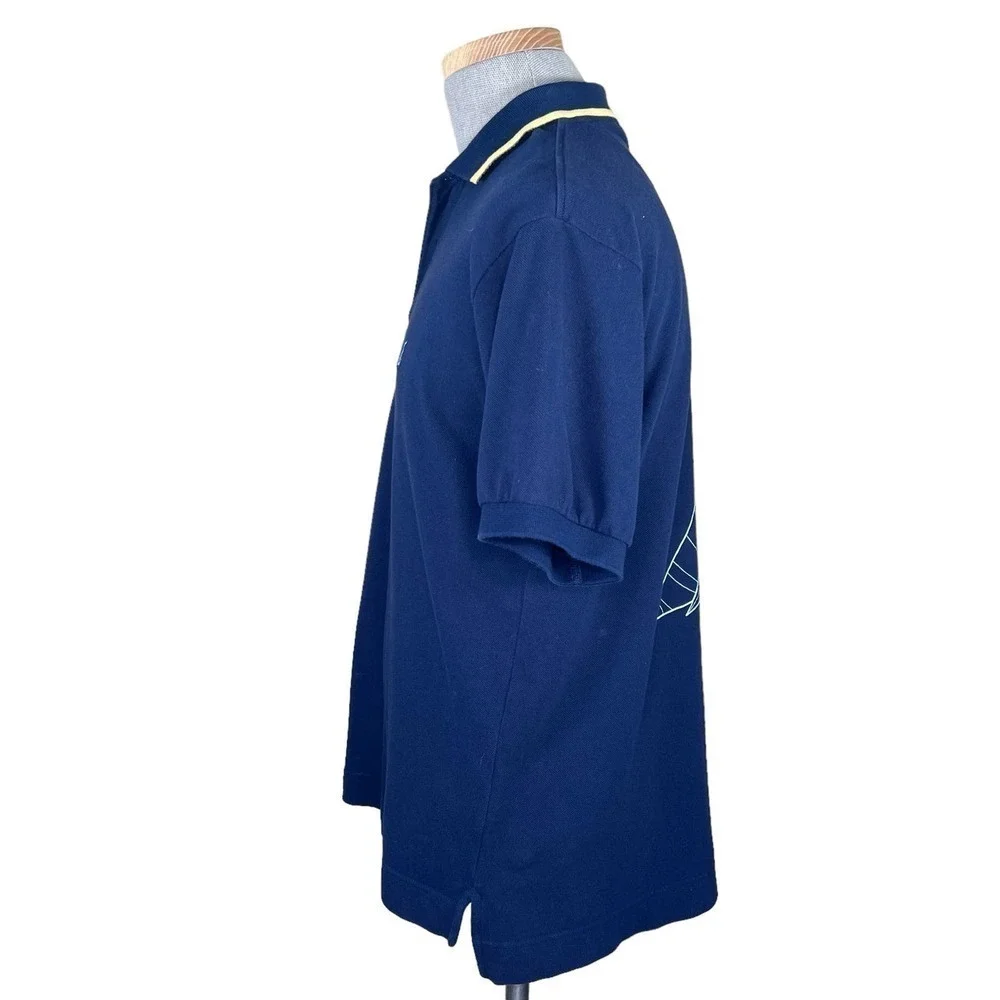 Nautica Men’s Navy & Gold Polo with Sailboat Print on the Back Size Medi… - Picture 6 of 10